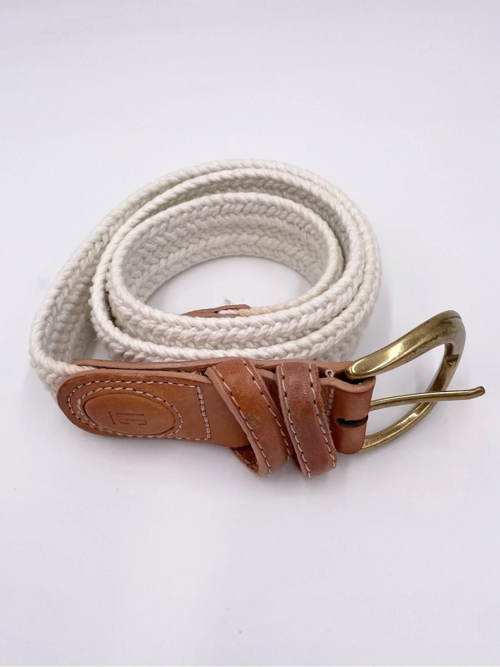 Vintage 90s Liz Claiborne White Woven Braided Belt 30.5